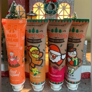 4 Mini Christmas Hand Cream Gifts Set NWOT(Orange, Fragrans, Rice, Raspberry)